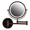 Ovente Ovente MFW70ABZ1X10X 7 in. Wall Mounted Double Sided 180 Extendable Arm Vanity Makeup Mirror with 1x Full View & 10x Magnification; Antique Bronze MFW70ABZ1X10X